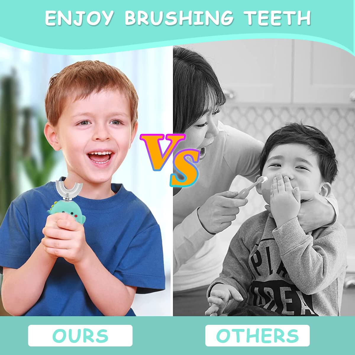 HANNEA Ultrasonic Electric Toothbrush for Kids with U Shape Design and 8000–30000 VPM | USB Rechargeable Silicone Brush