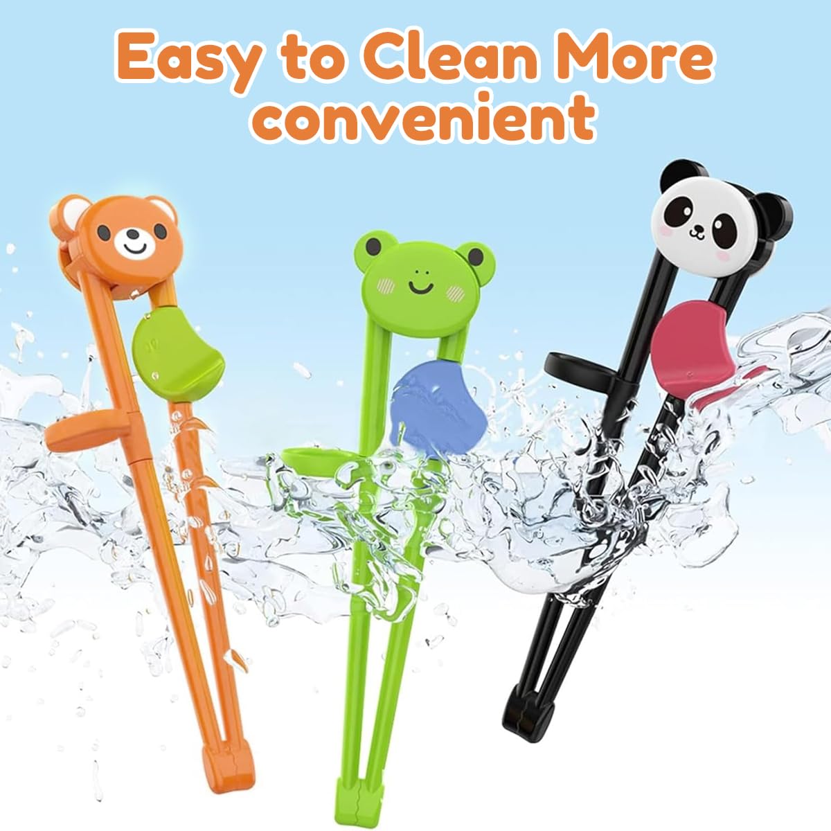 SNOWIE SOFT Training Chopsticks for Kids with Hinged Design and Anti Slip Tips | 3 Pairs BPA Free Self Feeding Set for Ages 3 7