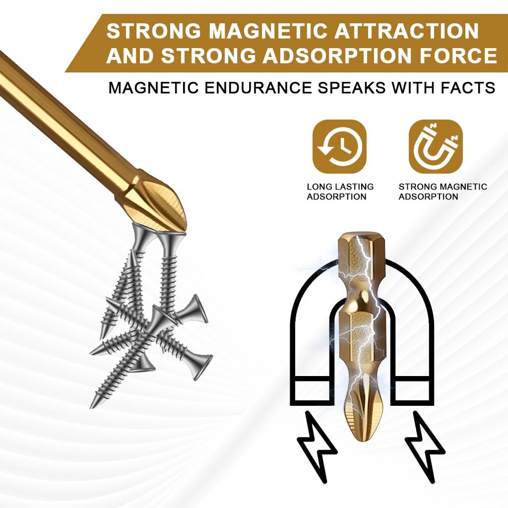 Serplex Screwdriver Bits Set for Electric Drills with Dual-Tip Ribbed Design & Alloy Steel | 6 Pcs 30–100mm