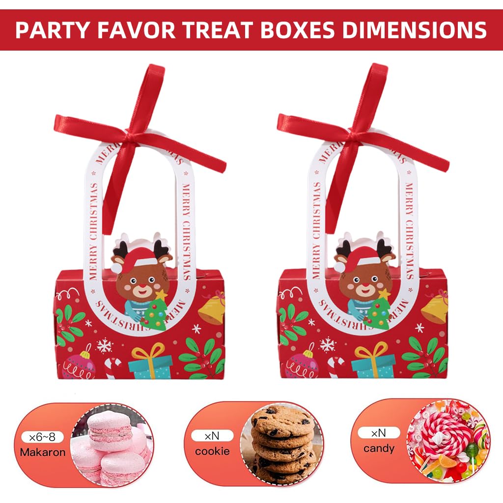 HASTHIP Christmas Gift Box Set for Holiday Packing with Handles and Ribbon 10pcs | Paper Boxes 10x5.2x15.5cm