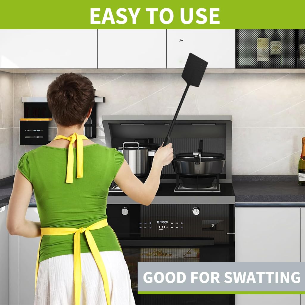 Supvox Fly Swatters for Home and Outdoor with 17.5 in Long Handle & Ergonomic Grip | 4 Pcs