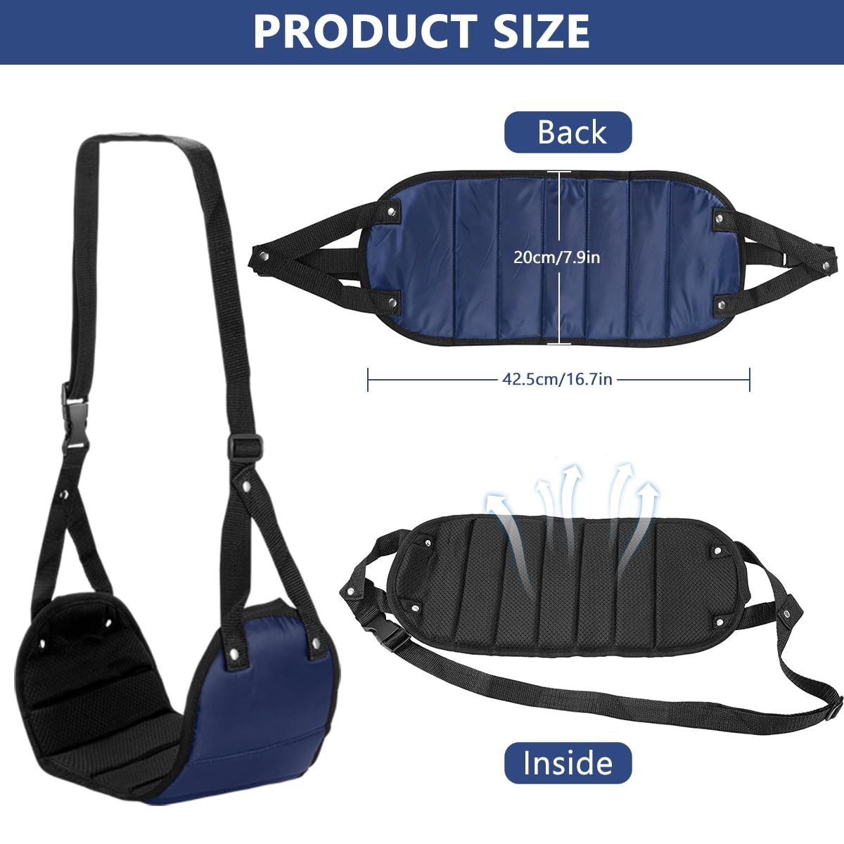 HASTHIP Airplane Footrest for Travel with Adjustable Straps and Wide Hammock Design | Blue