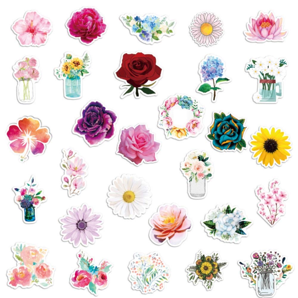 HASTHIP® Polyvinyl Chloride Waterproof Spring Flower Plant Stickers for Children and Adults (Multicolour) - 46 Pieces