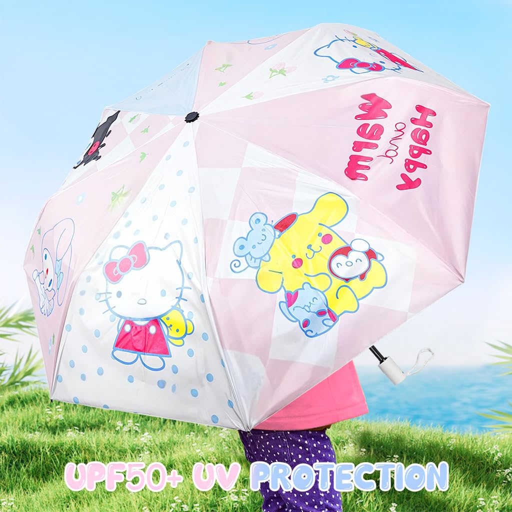 PATPAT Kawaii Umbrella for Girls with 8 Fiber Ribs featuring Sanrio Print | UV and Rain Protection