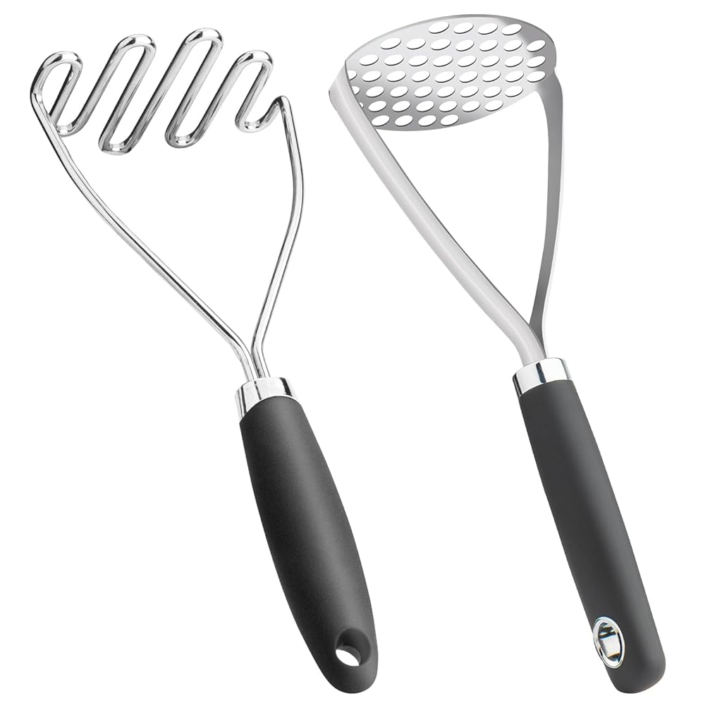 HASTHIP® 2Pcs Potato Masher Press Tool Stainless Steel Wire Potato Press Fine Mash Potato Preparing Tools Kitchen Gadgets Masher Press Tool for Potato, Sweet Potato, Taro, Yam