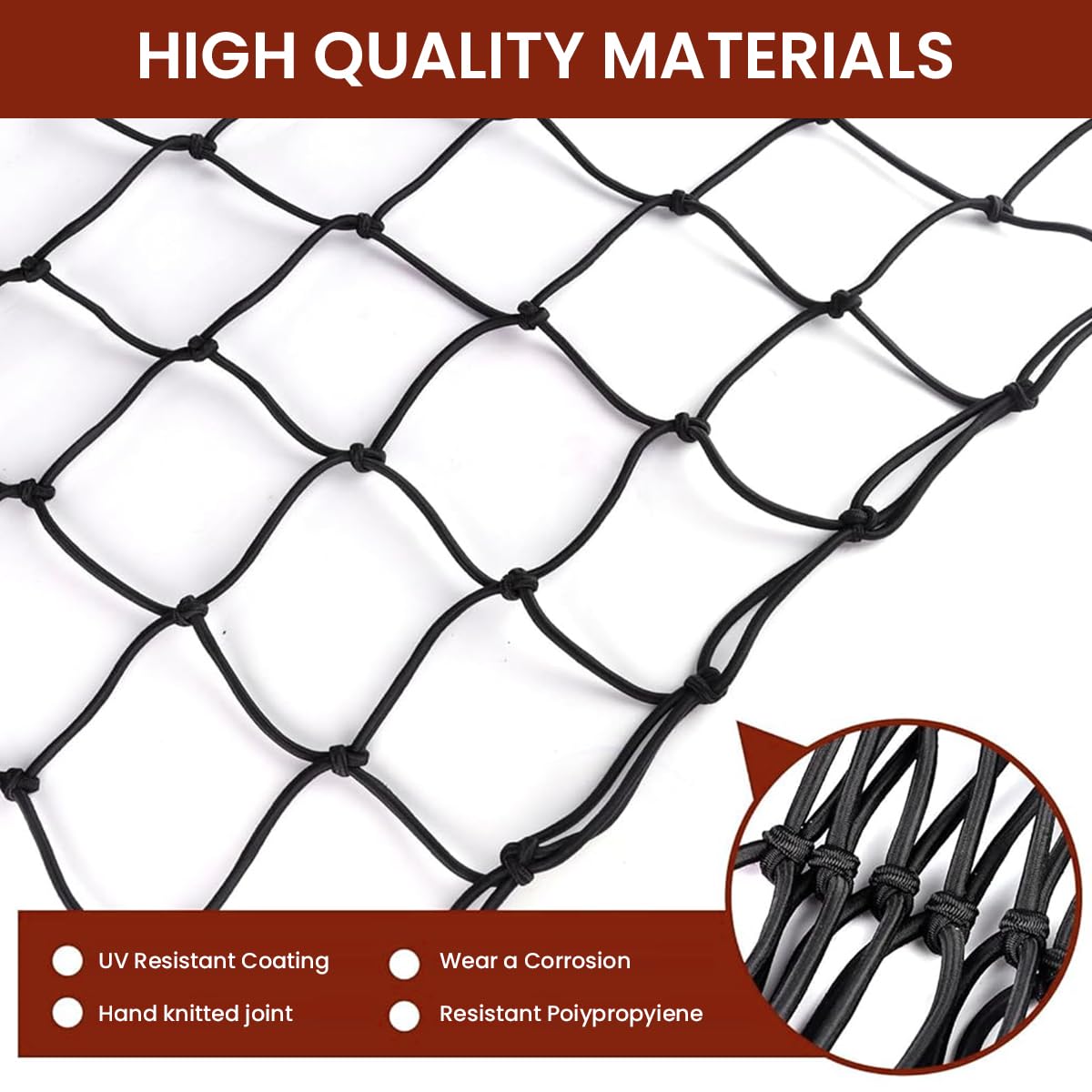 STHIRA Elastic Cargo Net for Vehicles 47.2x35.4 in with 12 Hooks and Carabiners | Weather-Resistant Mesh for Trucks and SUVs