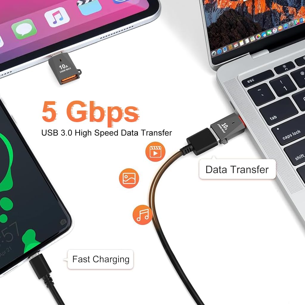 Verilux USB C Adapter for Laptop and Phone with 240W Fast Charging & 5Gbps Transfer | Zinc Alloy