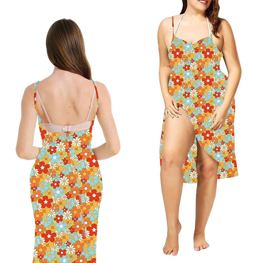 PALAY Women Beach Dress Cover Up for Summer with Quick Dry Polyester and Backless Floral Style