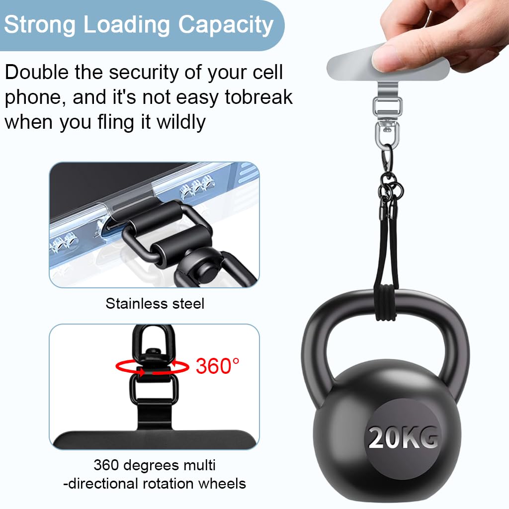 ZORBES Phone Tether Tabs 4Pcs for Universal 1.7in Cases with 360° Swivel Buckle | 0.3mm Stainless Steel