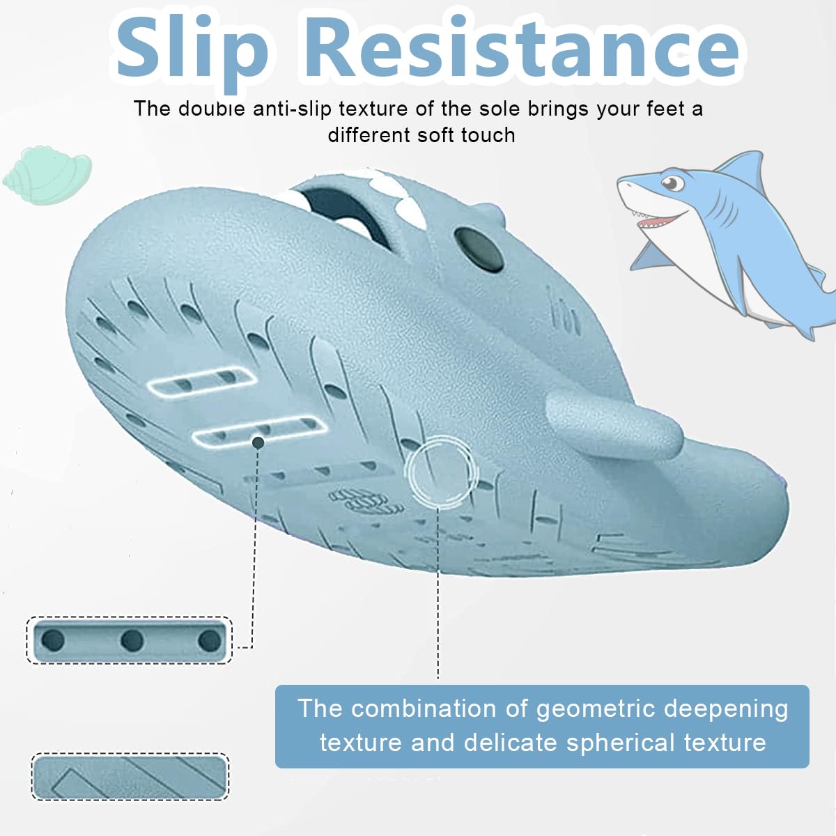 GUSTAVE Cartoon Shark Slippers featuring 4cm EVA Cushioned Sole for Home & Beach Use | UK 9-10