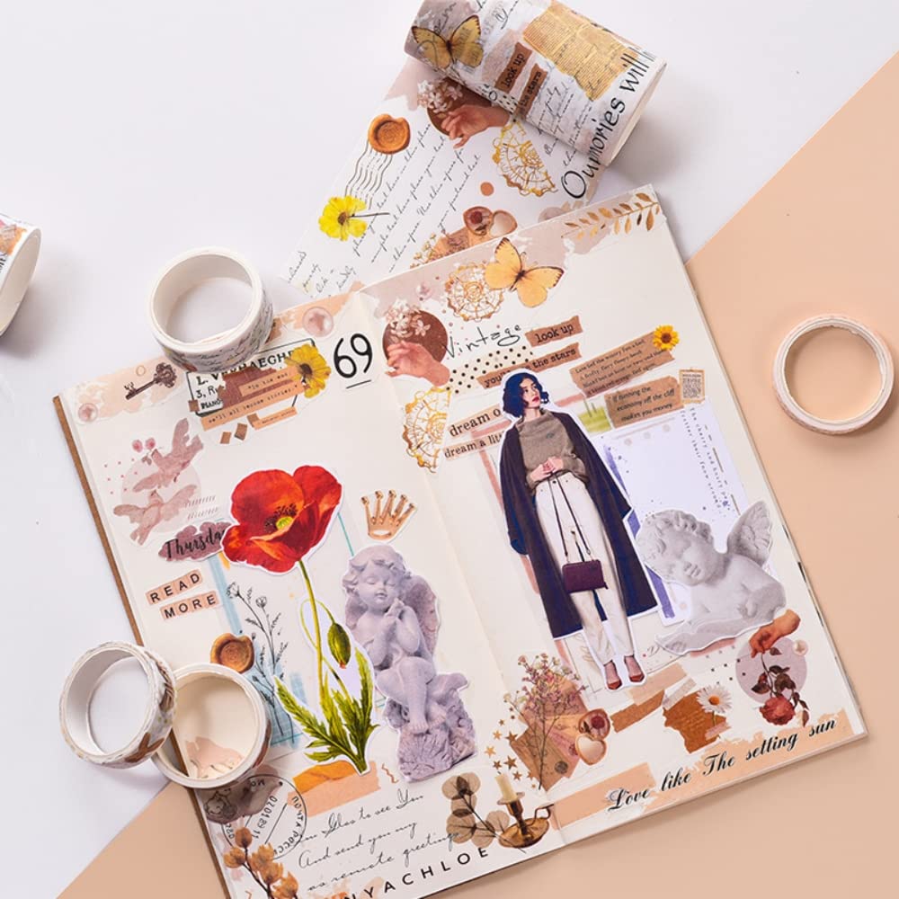 HASTHIP Washi Tape Set for Scrapbooks and Journals with 18 Rolls 6.56ft Each | Vintage Design
