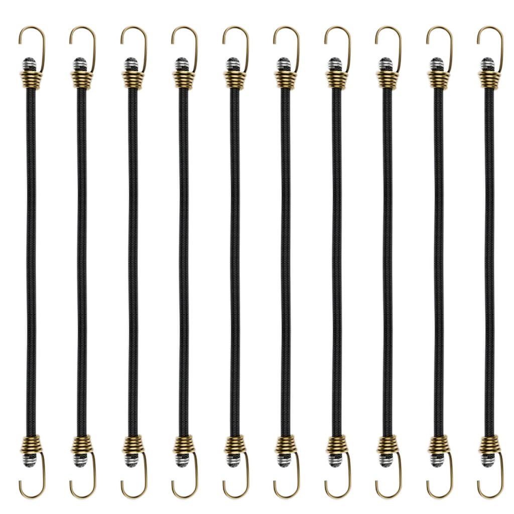 HASTHIP Bungee Cords for Outdoor and Camping with Anti Break Hooks 10 Pack 12 in Black Latex
