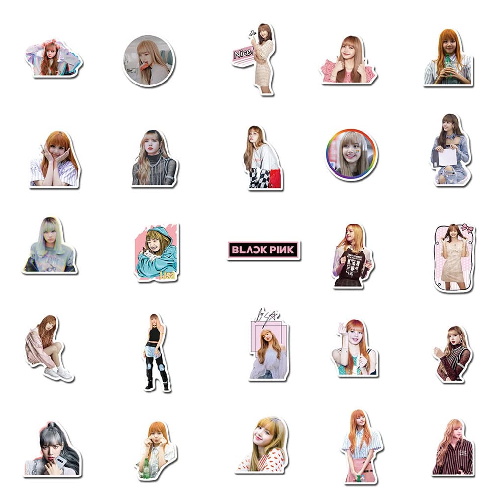 HASTHIP 50 Sheet BLACKPINK Member Lisa Sticker Phone Case Sticker Decorative Stickers for Sketchbook, Laptop, Guitar Sticker, DIY Wall Decoration Sticker