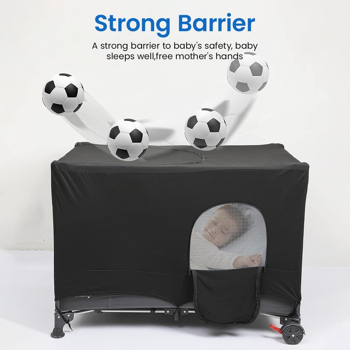 SNOWIE SOFT Blackout Crib Canopy Cover for Dark Sleep 39×28×29 in with Mesh Windows | Breathable Polyester Lightshade Mosquito Net