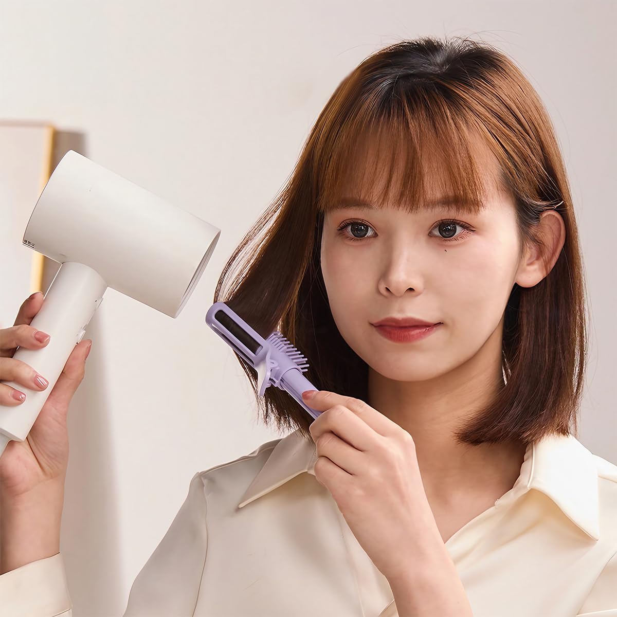 MAYCREATE Small Volumizer Brush Comb for Root Lift with Dual Side Clip and Retractable Handle