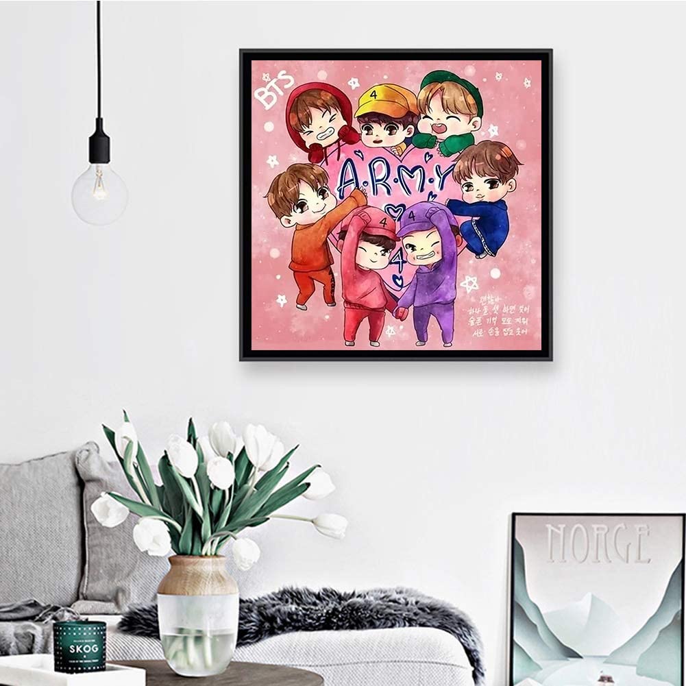 HASTHIP 5D Diamond Painting Kit for BTS Portrait Art with Full Drill 11.8x15.7 in | Gift for Fans