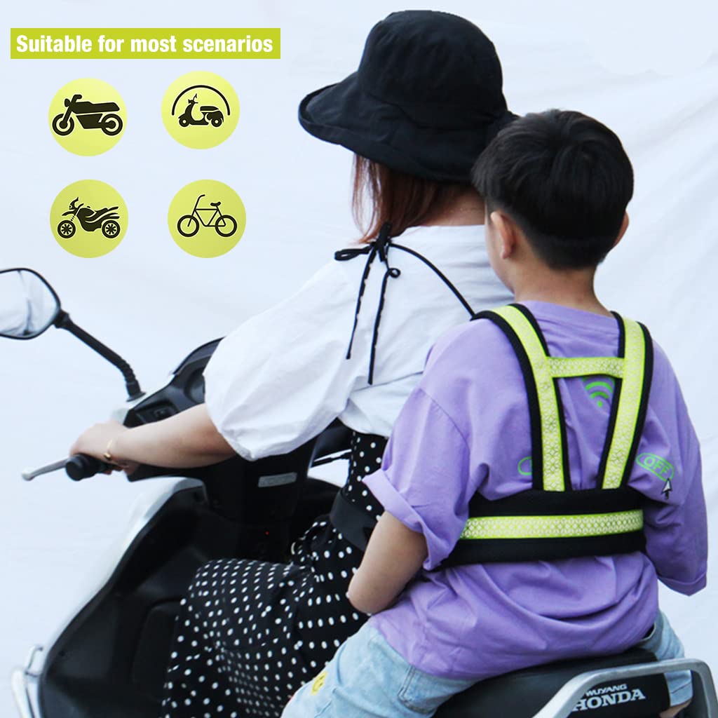 HASTHIP® Portable Adjustable Kids Safety Belt for Two Wheeler with Reflective Strips,Children Motorcycle Harness for Bike,Kids Ride Strap,2 to 12 Years