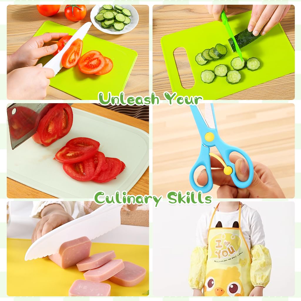 HASTHIP 20Pcs Kitchen Tools for Kids Culinary Tools with Plastic Fruit Cutters, Cutting Board, Cookie Cutter Molds, Fruit Peeler, Child-friendly Culinary Tools Fine Motor Skill Educational Tool