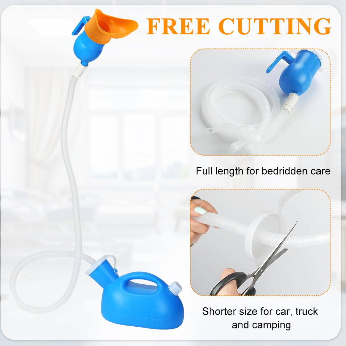 HANNEA Female Urinal Bottle for Bedside and Travel with 2000ml Capacity | Soft Rubber Rim