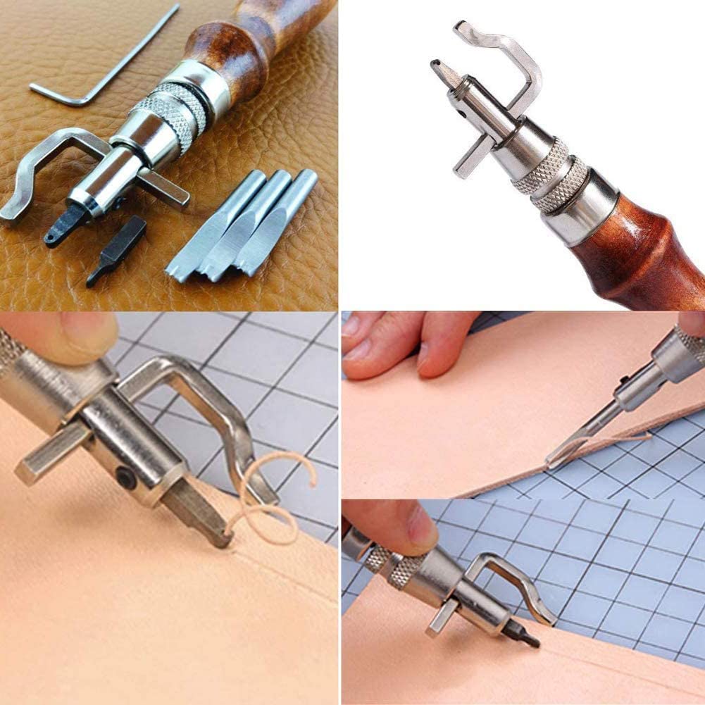 HASTHIP® 11Pcs Leather Craft Tools, Leather Sewing Tools, Leather Working Kits Supplies with Leather Tool Leather DIY Accessories for Stitching Punching Cutting