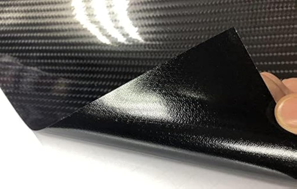 STHIRA® 7D Super Glossy Black Carbon Fiber Vinyl Wrap, Anti-Wrinkle, Air Release Automotive Bubble Wrap, Self Adhesive Car Vinyl Sticker DIY Decals