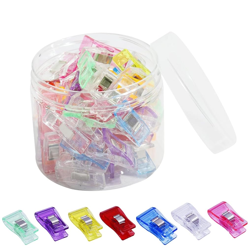 HASTHIP® 50Pcs Sewing Clips, Multipurpose Fabric Clips for Fabric Quilting Clips Wonder Clips Fabric Clips Plastic Quilting Crafting Clips for Sewing, Hanging Objects, Dressmaking Crafting