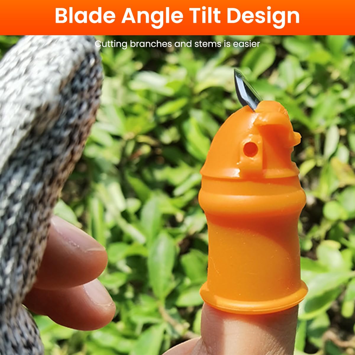 Supvox Thumb Cutter for Gardening and Fruit Picking with 2 Anti-Cut Finger Cots | Stainless Steel Blade and Silicone Sleeves