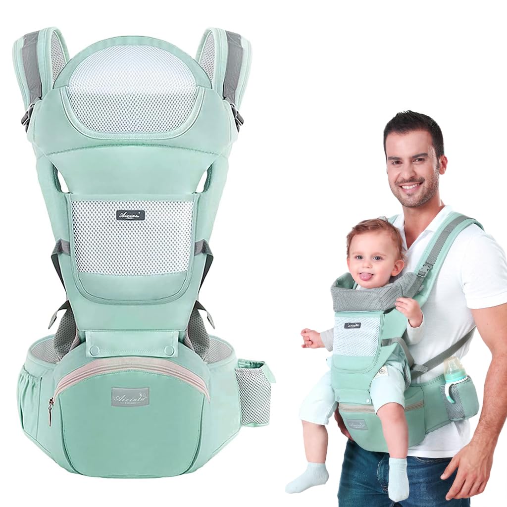 SNOWIE SOFT® 6 in 1 Baby Carrier with Lumbar Support for Baby with Pockets and Bib, 360 All-Position Baby Wrap Carrier Front and Back Backpack Carrier for Newborn Infant Toddler Unerder 30kg