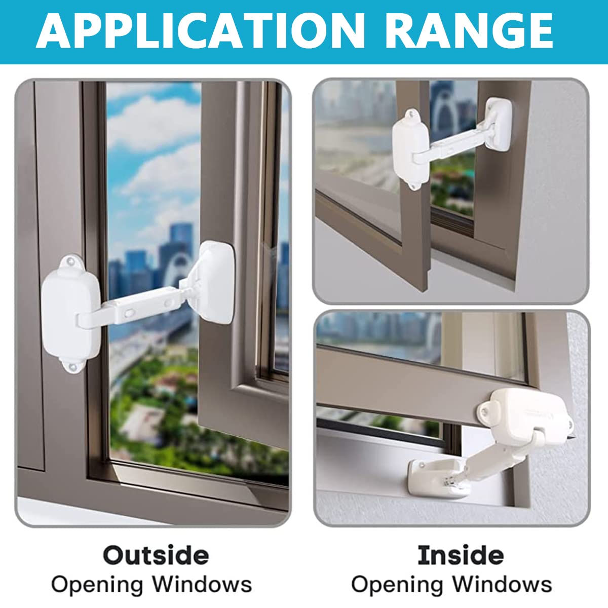 HASTHIP Baby Safety Window Lock for Kids with Adjustable 3.5–5.3 in Gap | Aluminum Alloy Restrictor