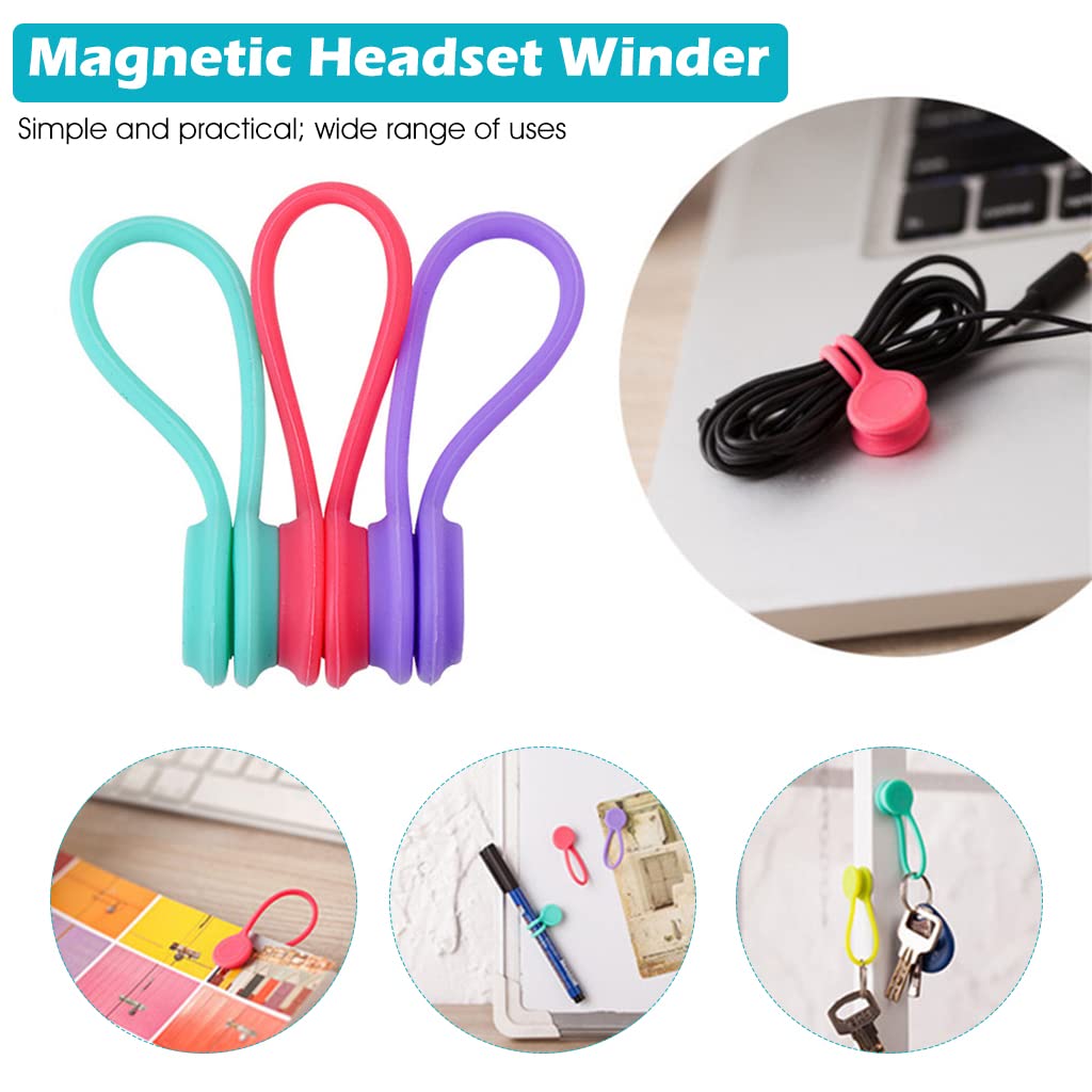 ZIBUYU Cable Organizer for Desk with Magnetic Catch and Flexible Silicone | 3 Pcs Set