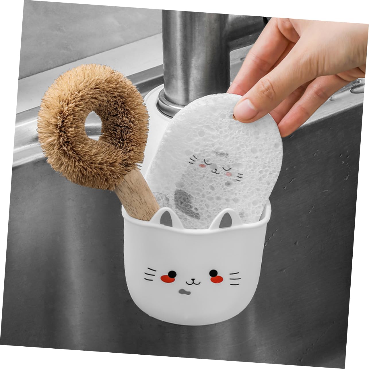 HASTHIP Kitchen Sink Organizer for Sponges and Dish Soap | 3Pcs Silicone Hanging Pouches