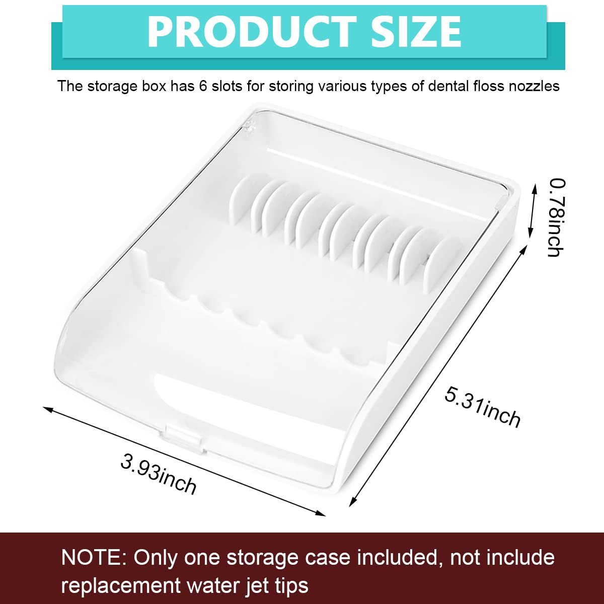 HANNEA Storage Case for Waterpik Replacement Tips with 6 Grooves 105×135×23mm | Compact Plastic Travel Organizer