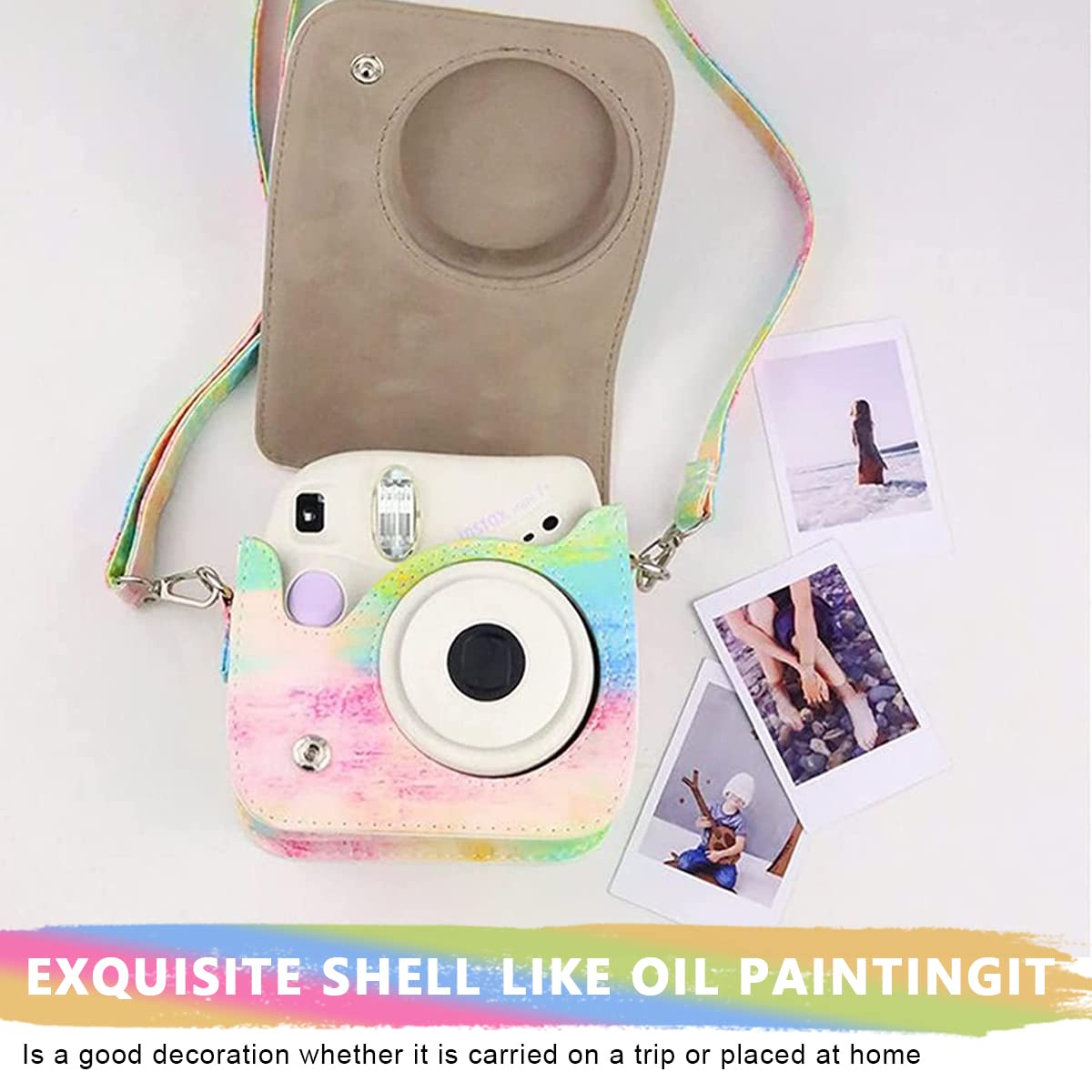 Zeitel Mini 11 Camera Case for Fujifilm Instant Film with Detachable Top Cover | PU Leather Bag with Adjustable Shoulder Strap