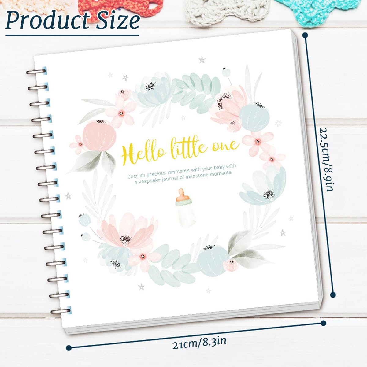 SNOWIE SOFT Baby Record Book with 4 Sticker Sets featuring Spiral Binding | Memory Journal for New Parents and Baby Showers