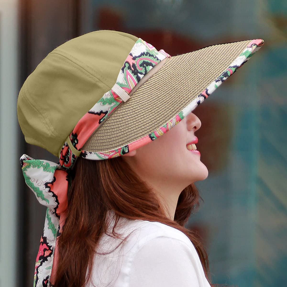 PALAY Sun Hat for Women featuring 50+ UV Protection and Ponytail Hole | Foldable Straw Visor for Travel and Beach