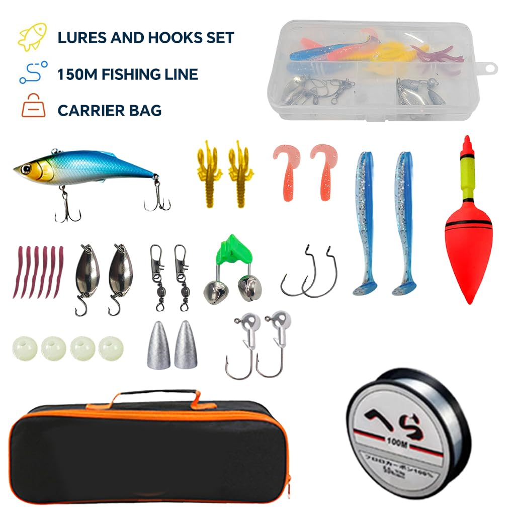 Proberos Fishing Rod Kit for Beginners with 1.8m Glass Fiber Pole and Reel | Kids Outdoor Set