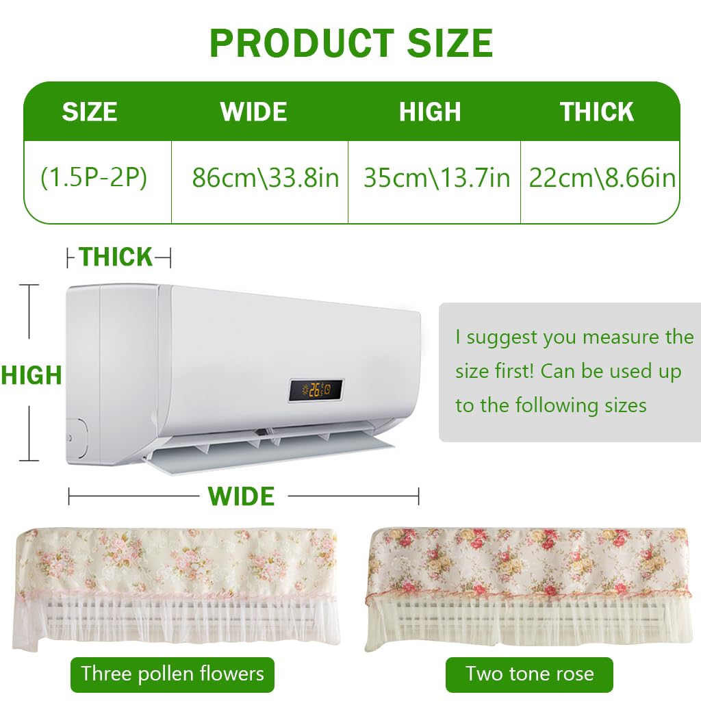 HASTHIP Air Conditioner Cover for 1–1.5p Units featuring Lace Floral Print Cloth | 2 Pack