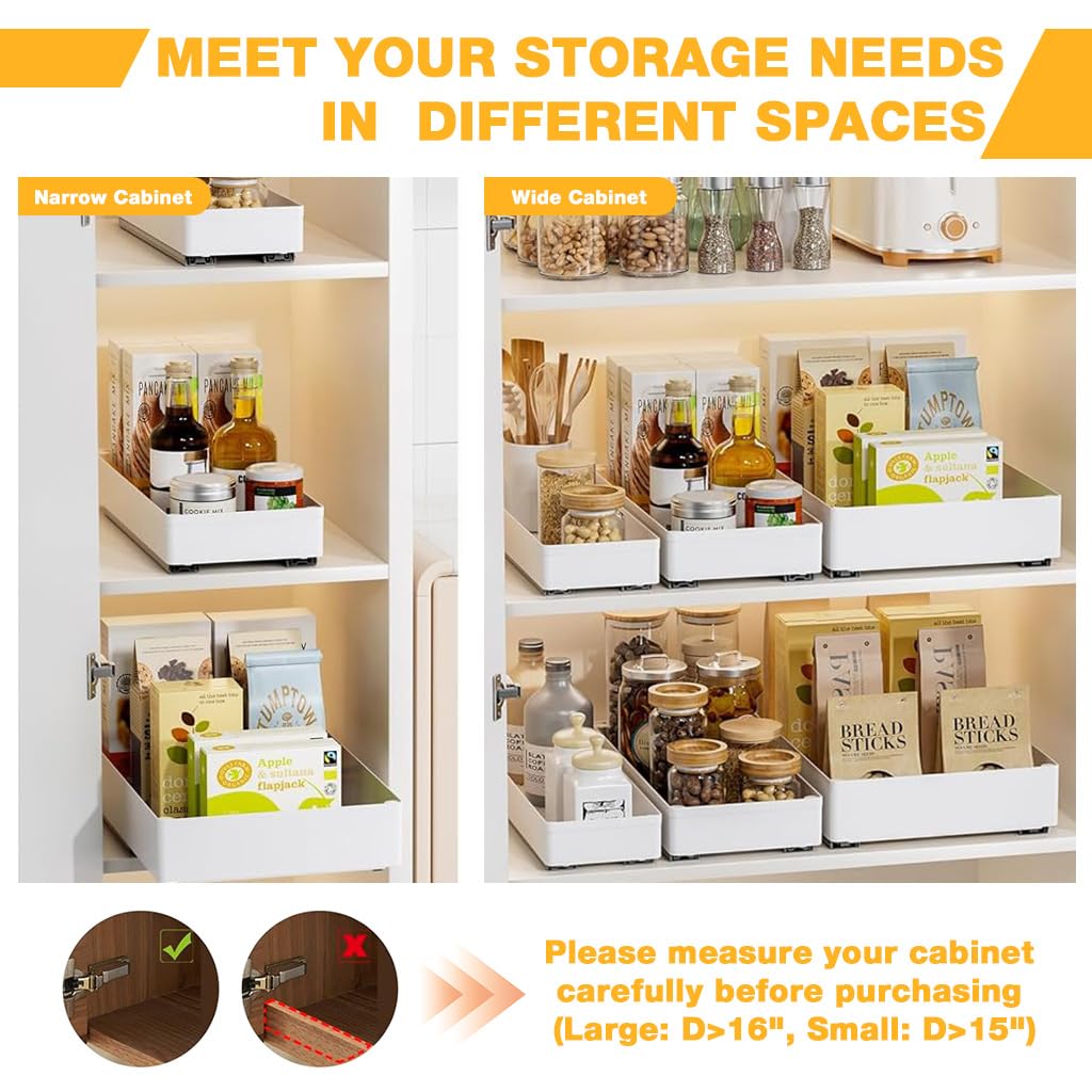 HASTHIP Pull Out Cabinet Organizer for Kitchen with 3 Piece Set and Smooth Sliding Rail