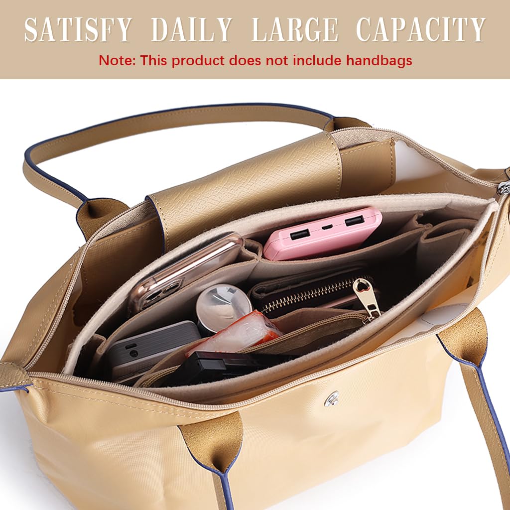 PALAY Makeup Organizer Pouch for Handbags with Multi Compartments and Zipper Pocket 26x20x13cm