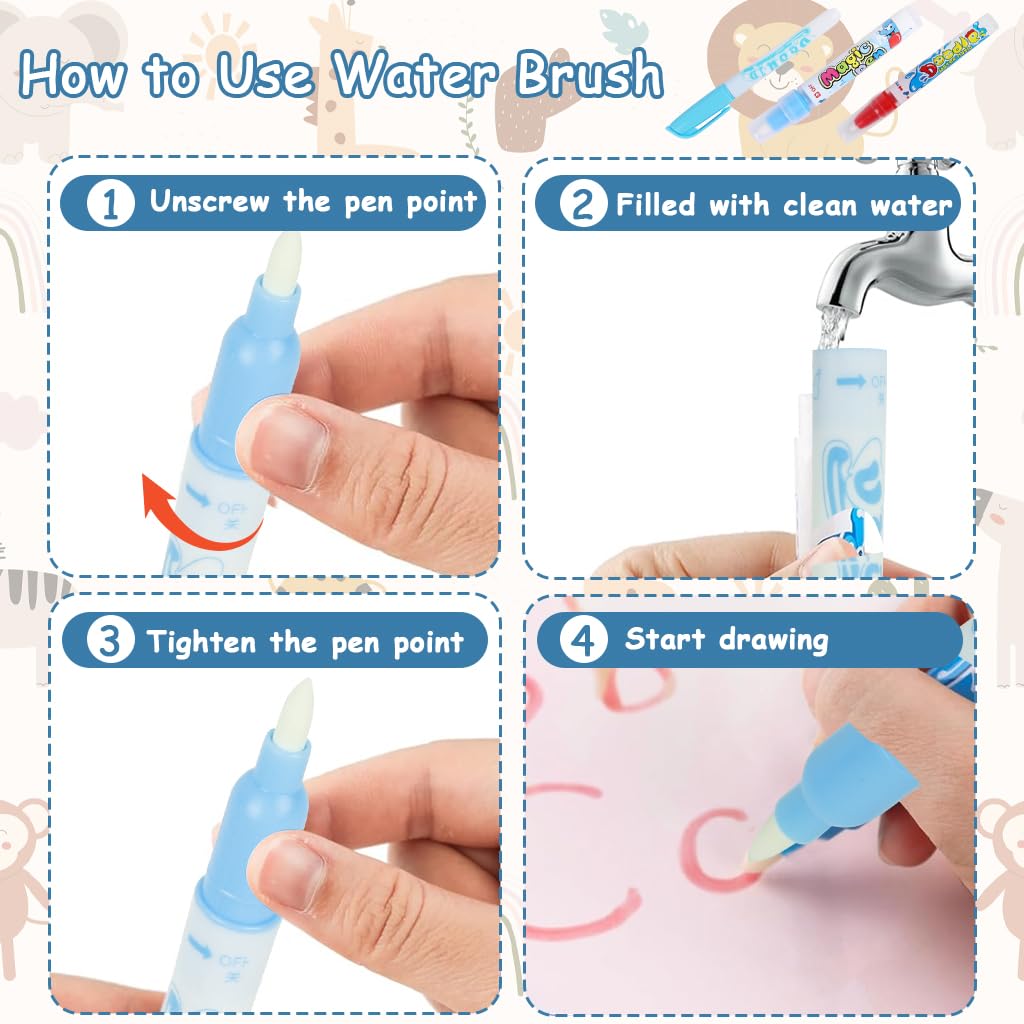 PATPAT Magic Water Doodle Mat for Kids 80x60cm with Water Pens and Roller Stamps | Reusable Mess-Free Drawing Toy