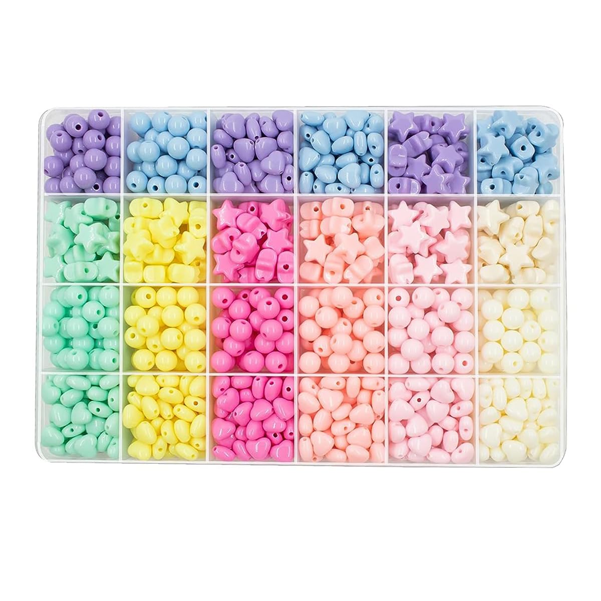 SANNIDHI 720pcs Beads for Jewellery Making, Acrylic Candy Color Beads Set for Girls, Cute Star Heart Round Pastel Beads for Jewelry Necklace Friendship Bracelet Making DIY Crafts