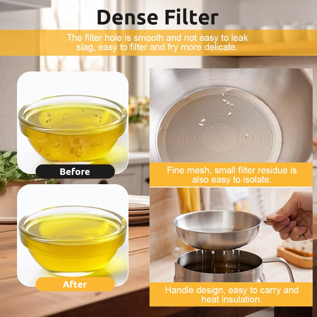 Supvox Stainless Steel Oil Container 1.5L for Kitchen Recycling with Oil Sieve and Fry Basket