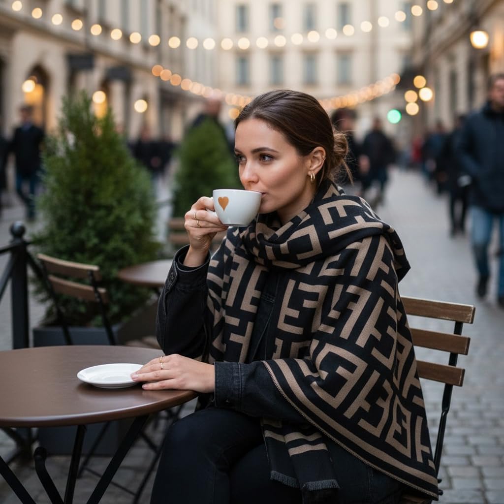 Zibuyu Scarf for Women 65x185cm with Double Sided Soft Cotton Design | Warm All Season Shawl