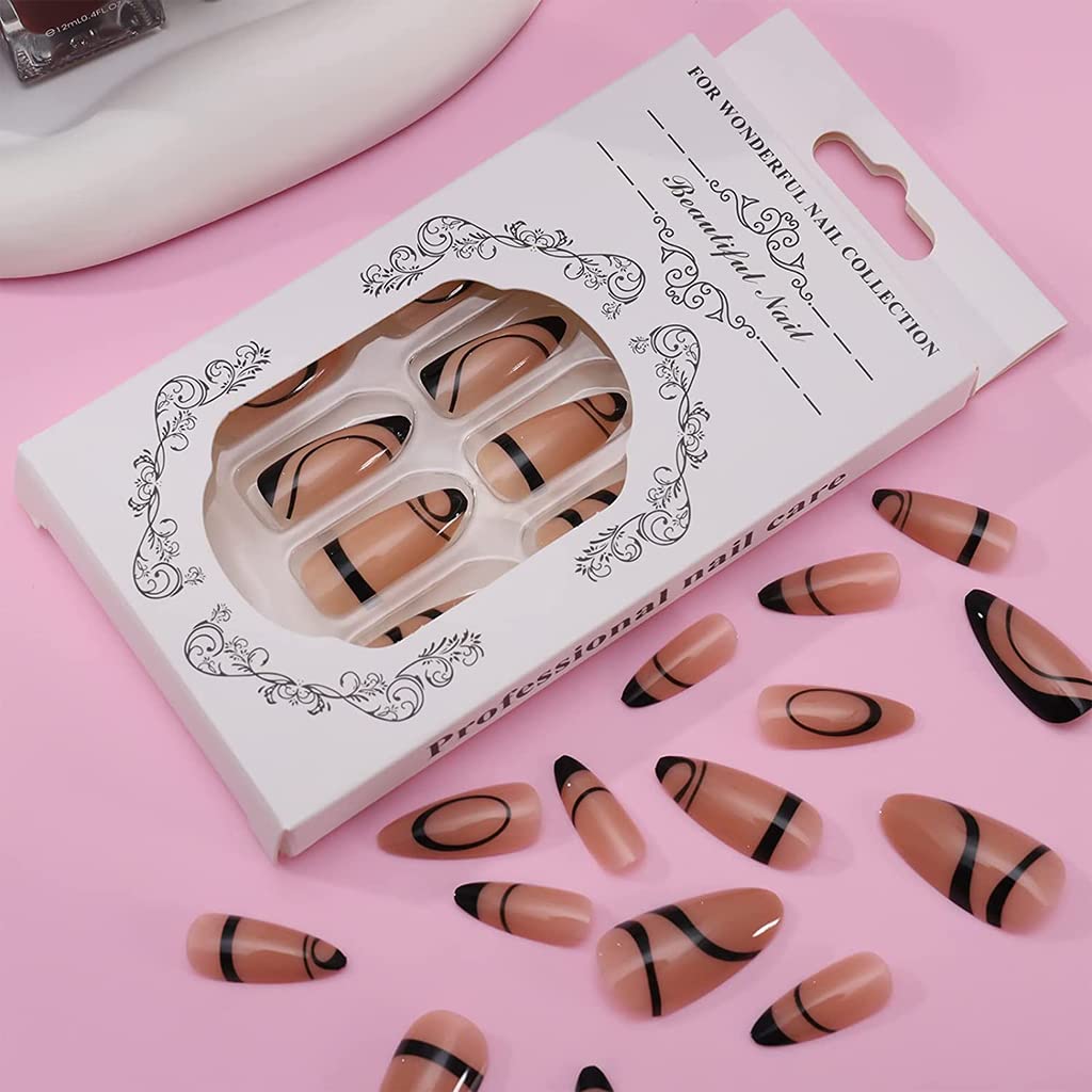 MAYCREATE French Artificial Nails Art Set for DIY Nail Salon Use with 24pcs Jelly Tabs | ABS Press On Nails for Women