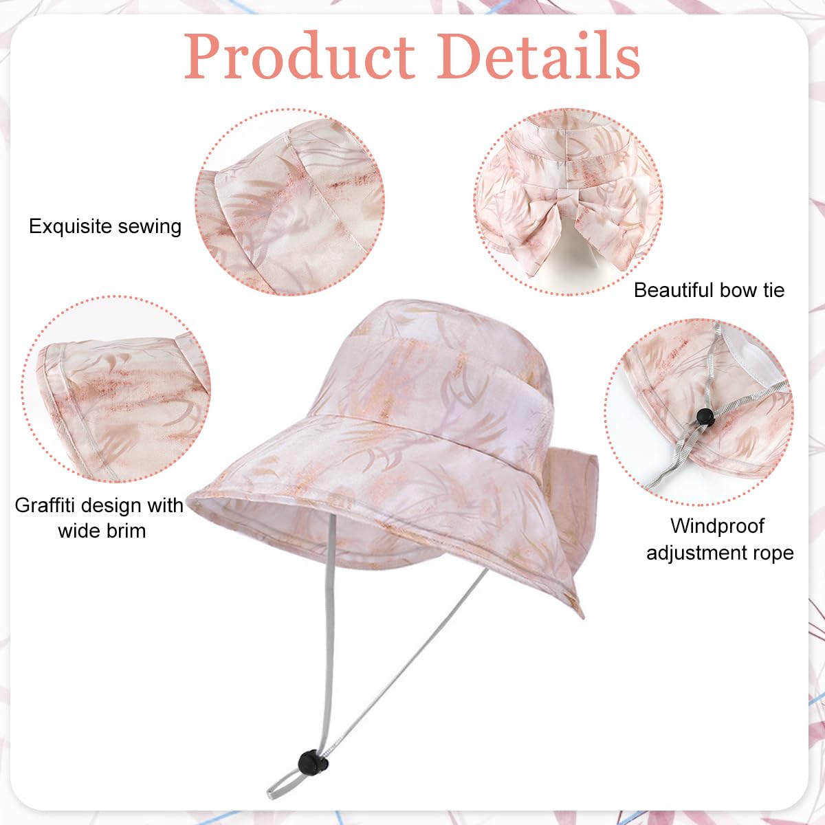 SANNIDHI Sun Hat for Women featuring Wire Reinforced Adjustable Brim and Packable Design | Pink UV Protection Beach Hat
