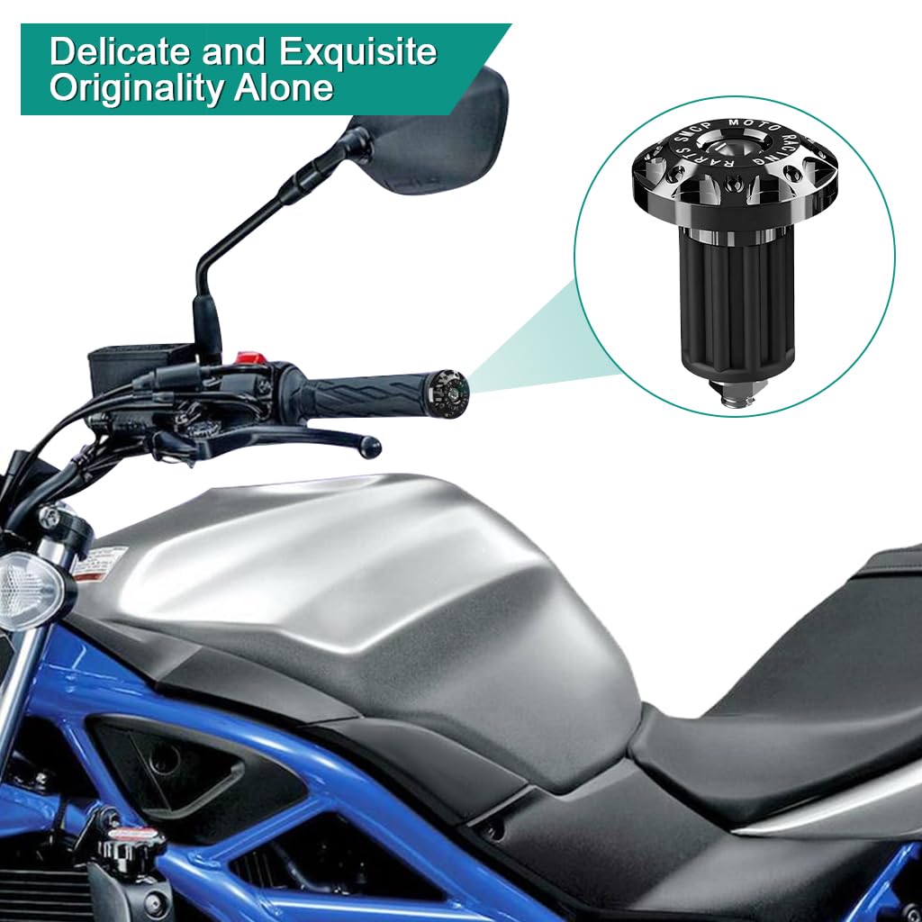 STHIRA Motorcycle Handlebar End Plugs for 22mm Grip with CNC Machined Caps and Wrench Tool