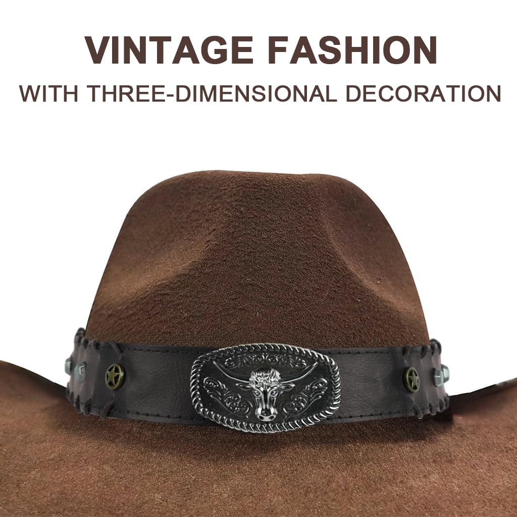 GUSTAVE Cowboy Hat Bands for Western and Cowgirl Hats featuring Bull Head Charm | Adjustable Leather Design
