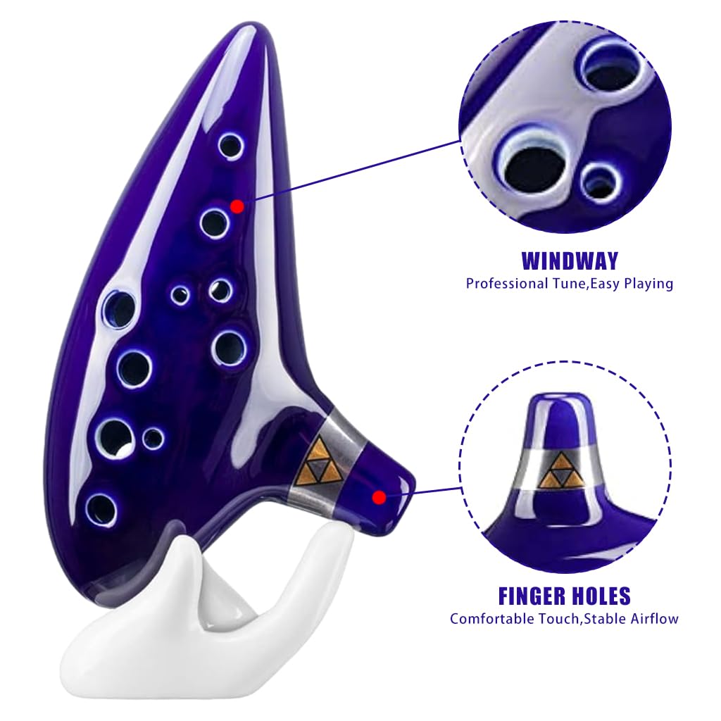 PATPAT Zelda Ocarina 12 Hole Alto C for Music Lovers with Triforce Design | Ceramic Gift Set