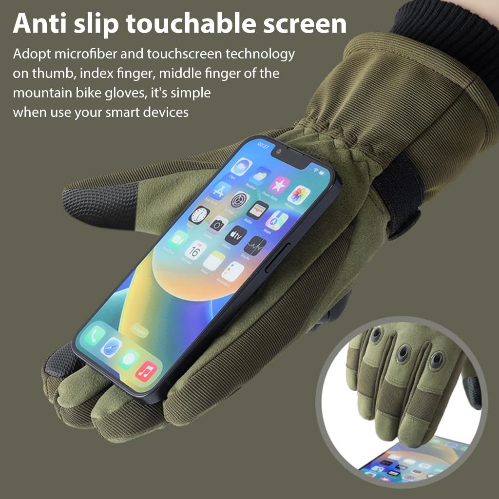 Proberos Touch Screen Winter Riding Gloves for Motorcycling and Cycling with Hard Knuckle Protection and Anti Slip Grip | Unisex Warm Lined Design 21–23cm
