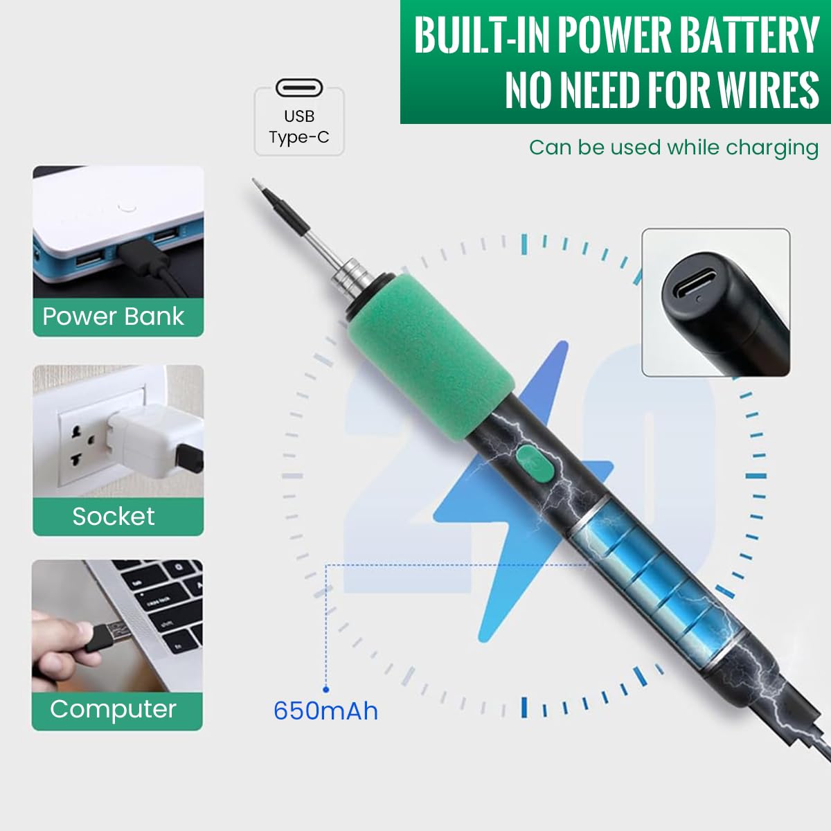 Serplex Electric Soldering Iron Kit for DIY Repair with 80W Power and Adjustable 200–450°C Temperature